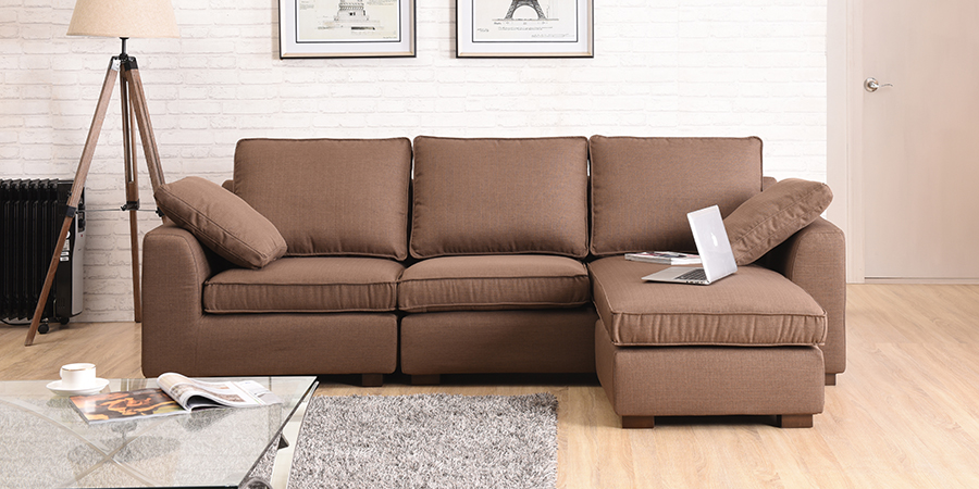 Thomas Fabric Sofa 3Seater With Ottoman